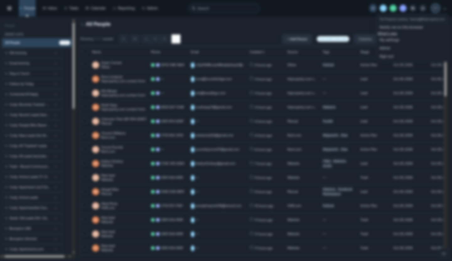 Current People list, dark mode